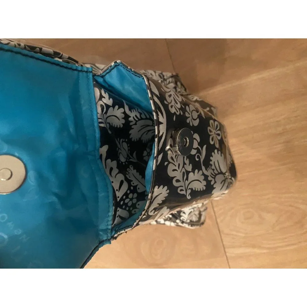 Kalencom‎ Baby Diaper Bag Nylon Black White Floral EUC No Signs Of Wear
